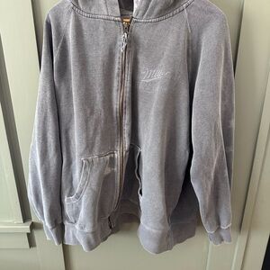 Miller Lite Logo Zip-Up Hoodie in Faded Gray